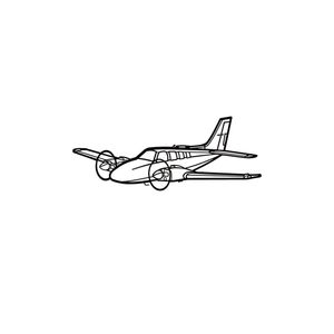 Ignite Laser Beechcraft Baron 58 - Twin-Engine Light Aircraft Silhouette Metal Wall Art Coated Black 47 inch - 120 cm