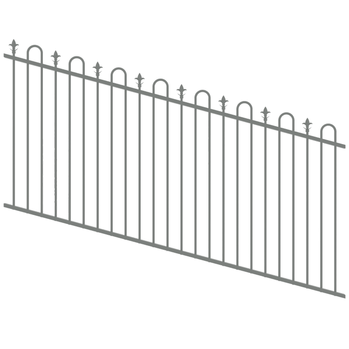 ProtectorAl 1201-2400W x 1200H Palladium Silver Loop & Spear Top Pool Fence Panel Raked Up to 15º
