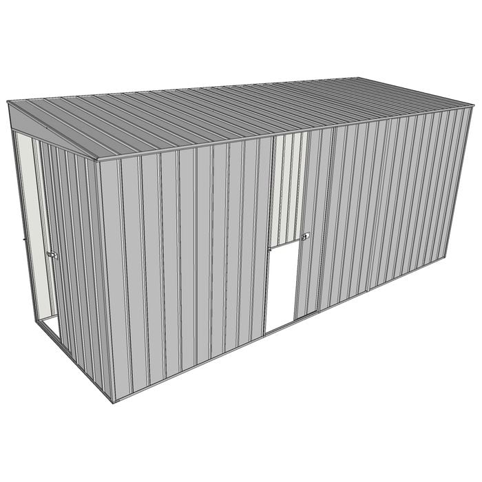 Build-a-Shed 1.5 x 4.5 x 2m Sliding Door Tunnel Shed with Sliding Side Door - Zinc