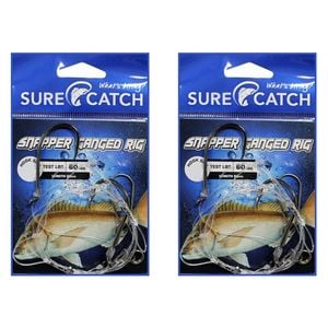 2x Surecatch Pre-Tied Snapper Rig - Ganged Hook Rig Sharpened Hook - Size 5/0