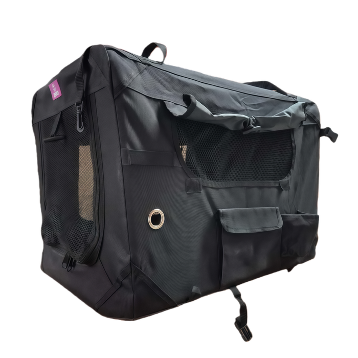 Yes4pets Medium Foldable Soft Dog Cat Puppy Rabbit Crate Bag With Curtain-grey