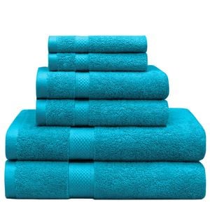 LINENOVA 6 Pack 100% Cotton Soft Face Washer Towel Bath Towels Set - Teal
