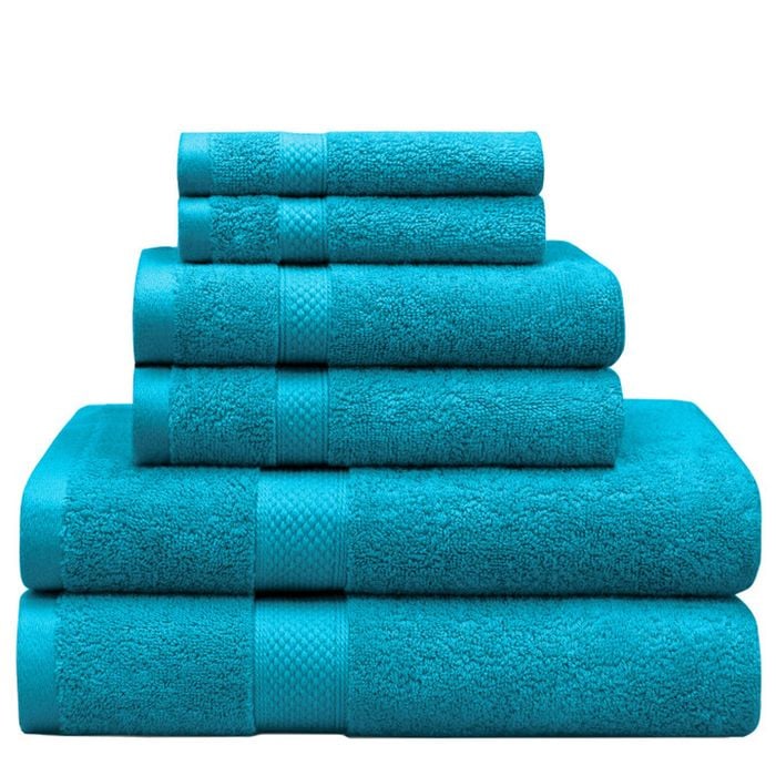 LINENOVA 6 Pack 100% Cotton Soft Face Washer Towel Bath Towels Set - Teal