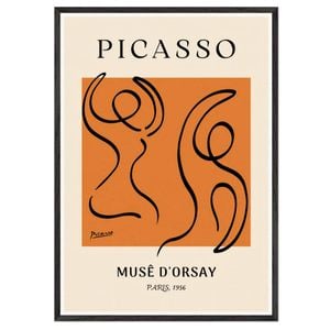 Picasso's Minimalist Line Art Print - Elegant 1956 Musee d'Orsay Artwork, Black Frame, 70 x 100cm (28 x 40inch)
