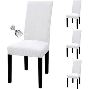 Catzon 4 Pcs Dining Chair Covers Waterproof Stretch-White