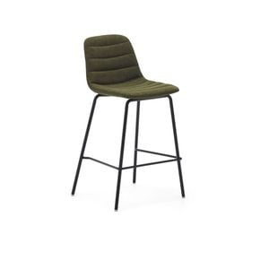 Zunilda stool in dark green and steel chenille with matt black finish height 65 cm