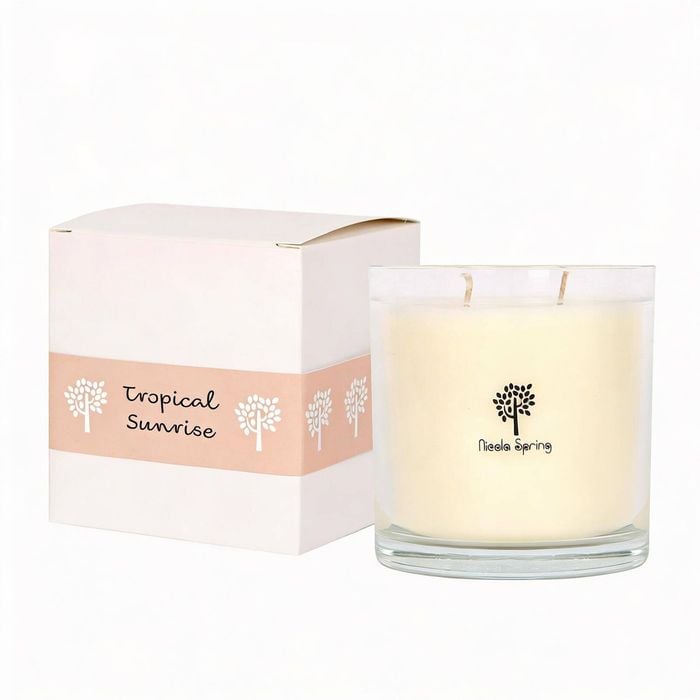 Nicola Spring 400g Soy Wax Scented Candle - Tropical Sunrise - 45 Hour Burn Time Relaxation Aromatherapy Gift Ready Jar Candle