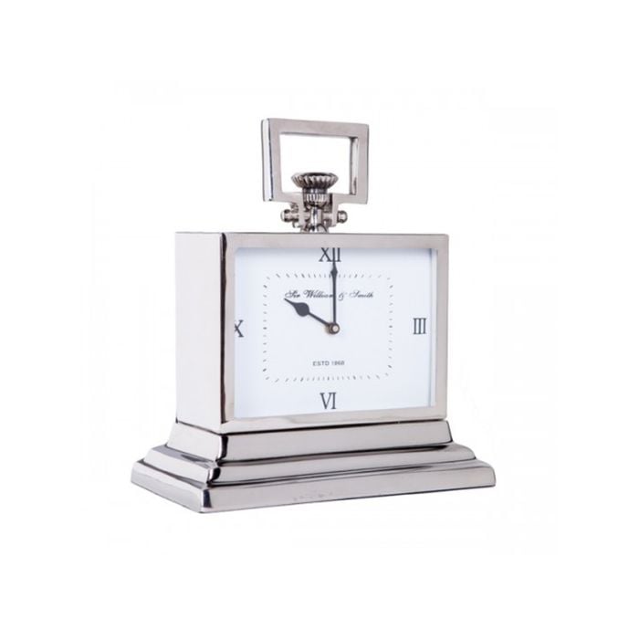 Ssh Collection William & Smith Small Table Clock With Square White Face - Nickel