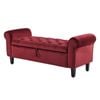 La Bella 132cm Red Storage Ottoman Bench Seat Chest Arm Couch Stool Velvet