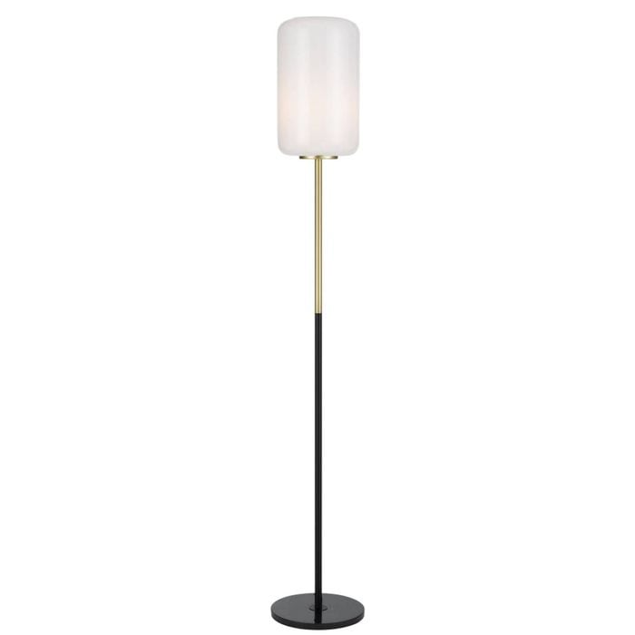 Telbix Korova Modern Standing Floor Lamp Light Marble Glass Metal Brass Matt Opal Black Marble