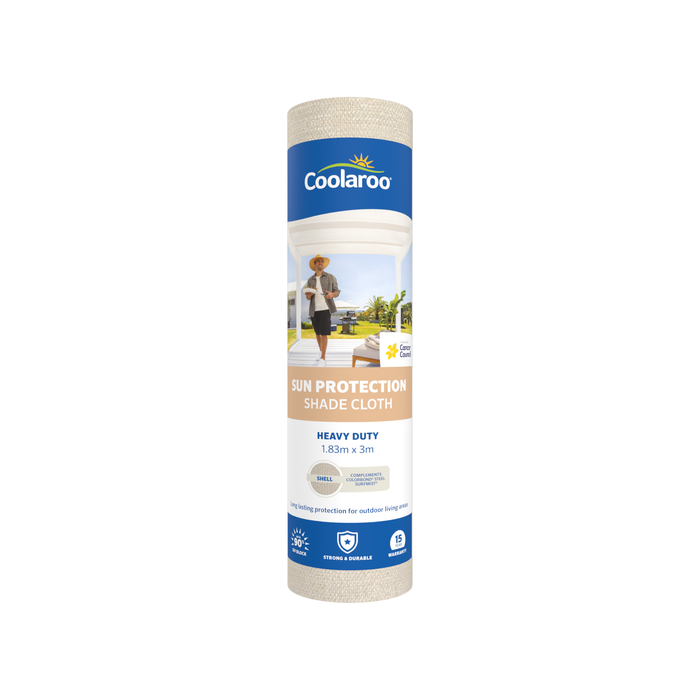 Coolaroo 1.83 x 3m Shell Heavy-Duty Sun Protection 90% UV Block Shade Cloth