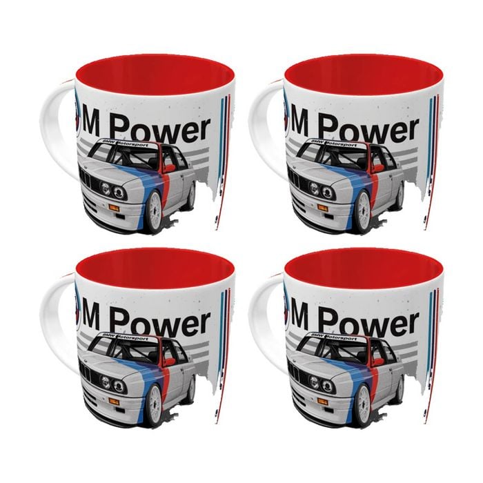 4x Nostalgic-art Ceramic Drinking Mug Bmw M Power Car 9x9x9cm