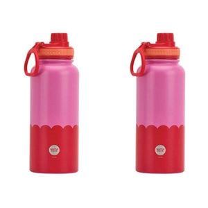 2PK Annabel Trends Watermate Wave 1000ml Stainless Steel Bottle Pink Red