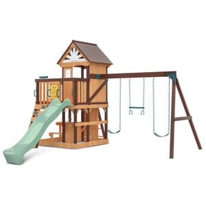 Lifespan Kids Coventry Swing Set and Play Centre with 2.2m Pastel Green Slide