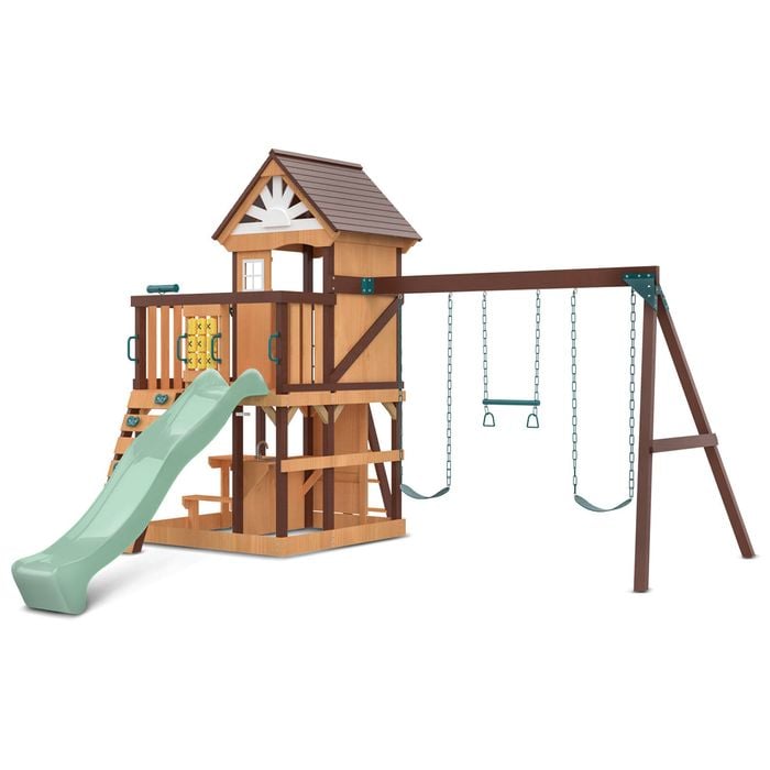 Lifespan Kids Coventry Swing Set and Play Centre with 2.2m Pastel Green Slide
