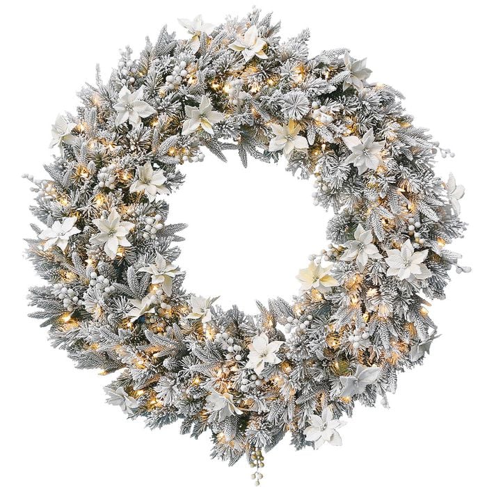 National Tree Company Frosted Colonial Pre-Lit Christmas Wreath - 122cm