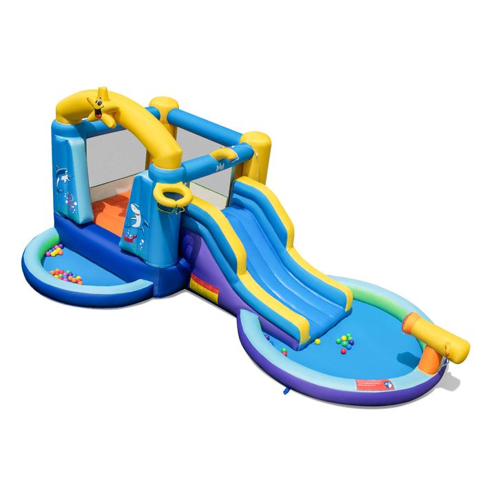 Costway Inflatable Jumping Castle Wet Dry Bounce House Water Slide w/680W Blower