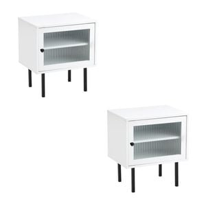 Oikiture Set of 2 Bedside Tables White
