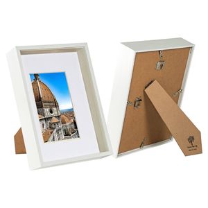 Nicola Spring 3D Deep Box Frames with A5 Mount - A4 (8" x 12") - White - Pack of 2