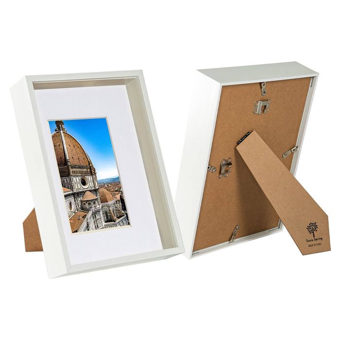 Nicola Spring 3D Deep Box Frames with A5 Mount - A4 (8" x 12") - White - Pack of 2