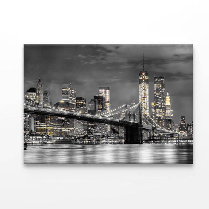 B&W Night City With Lights  Print 100% Australian Made 150 x 100cm  (Acrylic)