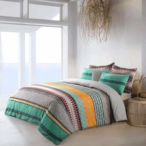 Amsons 100% Cotton Reversible King Quilt Cover Set - Elegance - Multicolour