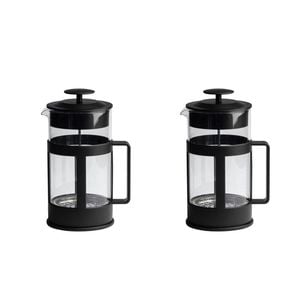 2x Euroline 1L Tea & Coffee Glass Plunger French Press 1000ml Black
