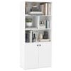 Costway Display Bookcase Cabinet 2 Door Tall Cupboard Adjustable Shelf,white