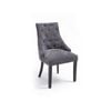 London Chair in Grey Velvet Fabric and Black Solid Timber Legs