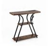 Costway LED Light Console Table Entryway Side Shelves Power Outlet