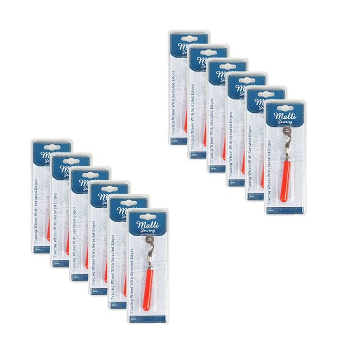 12pk Malli Sewing Metal Serrated Edge Tracing Wheel Marking Tool 15cm Assorted