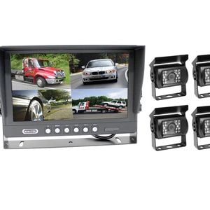 Elinz 9" Splitscreen Monitor 4PIN Colour CCD IR Rearview Reversing 4x Cameras Package - 4 Camera Package
