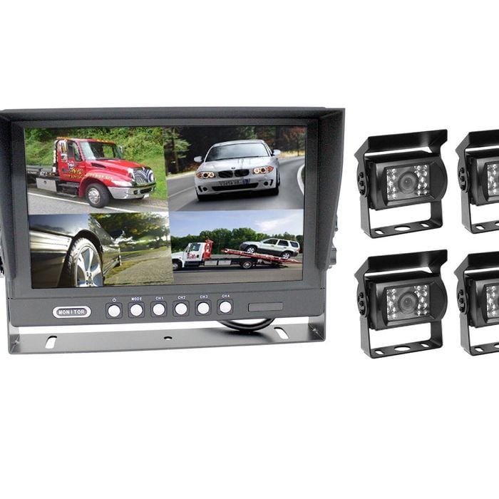 Elinz 9" Splitscreen Monitor 4PIN Colour CCD IR Rearview Reversing 4x Cameras Package - 4 Camera Package