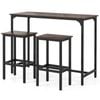Costway 3PCS Dining Table Set Kitchen Bar Stools