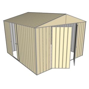 Build-a-Shed 3.0 x 3.0 x 2.3m Double Hinge and Single Sliding Door Shed - Cream