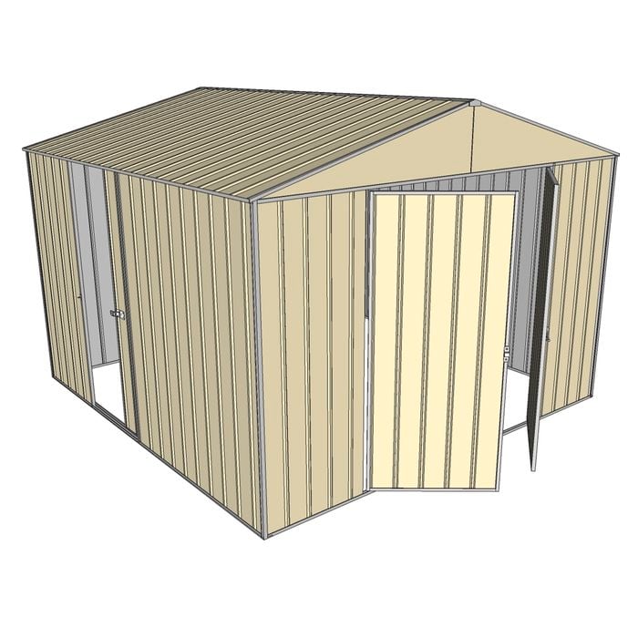 Build-a-Shed 3.0 x 3.0 x 2.3m Double Hinge and Single Sliding Door Shed - Cream