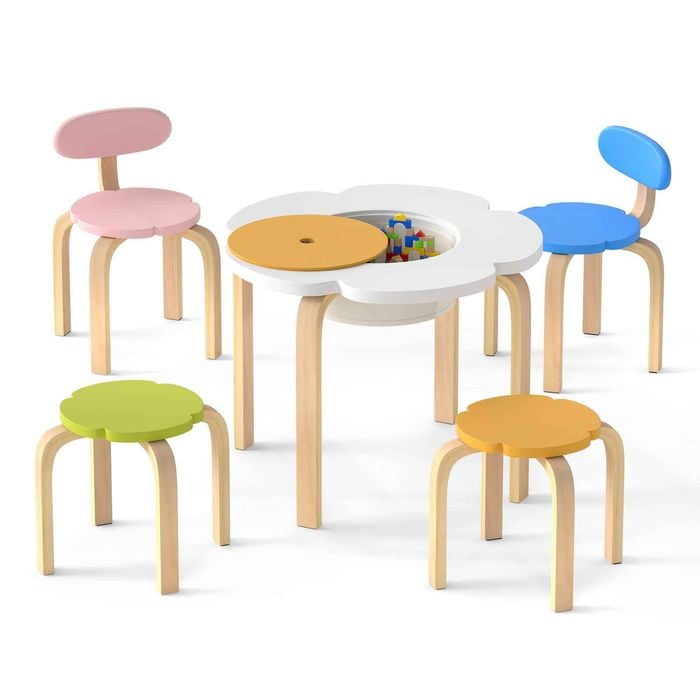 Costway Kids Activity Table Chair Stool Set Art Table Furniture
