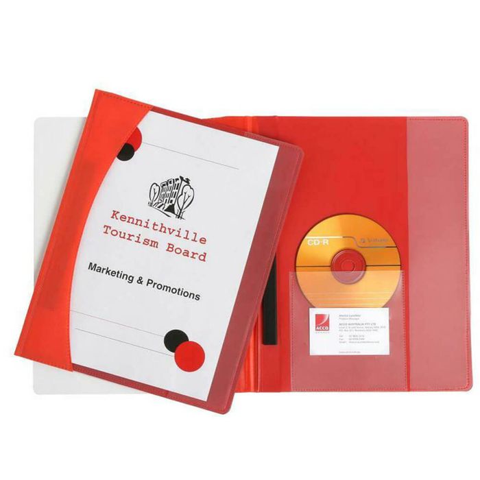 Marbig Premier Flat File A4 (Clear Front) (Red)