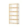 Oikiture Display Cabinet Bamboo Storage 5-Tier Shelves Clear Natural