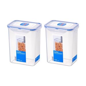 2x Lock & Classic Rectangular Tall Airtight Seal Food Storage Container 1.8L