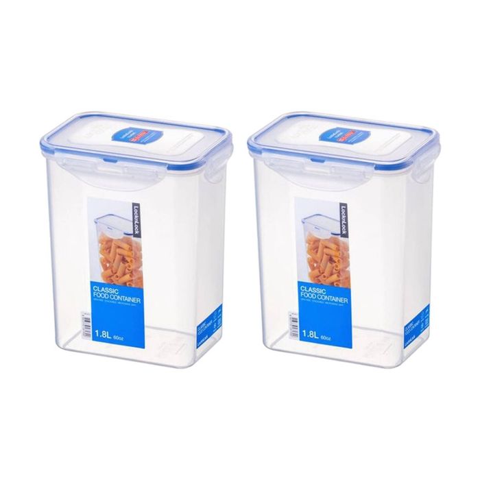 2x Lock & Classic Rectangular Tall Airtight Seal Food Storage Container 1.8L