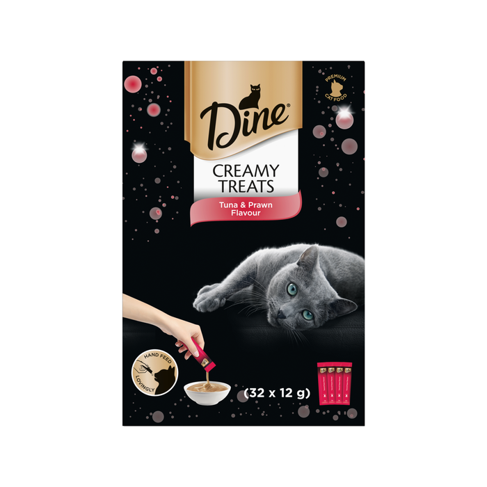 Dine Creamy Treats 12g Tuna & Prawn Flavour Cat Treats - 32 Sachets