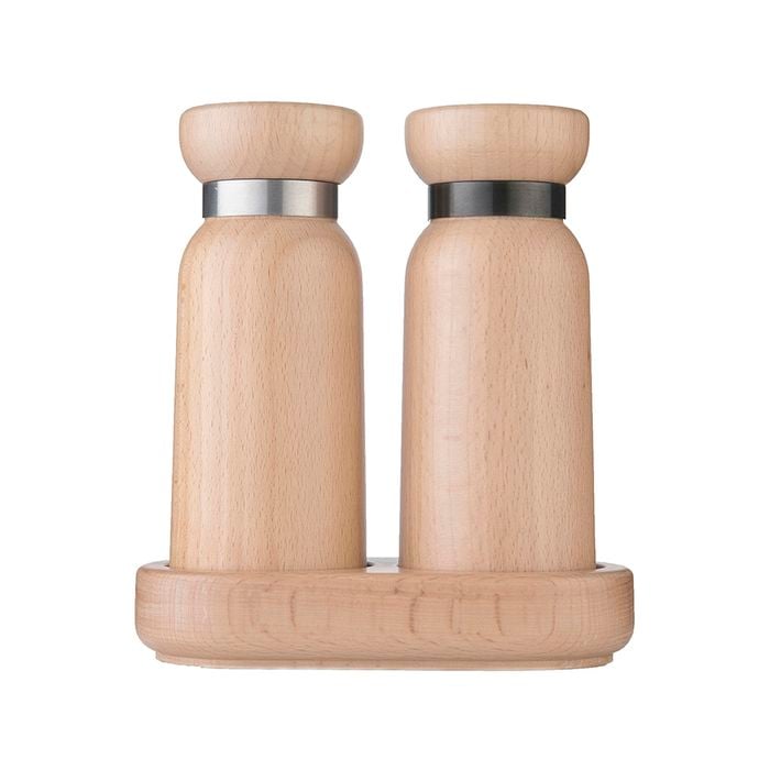 Icon Chef Salt And Pepper Mill Set With Tray - Bayeux, Natural