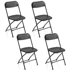 Costway 4x Folding Chairs Portable Outdoor Camping Chair-Black