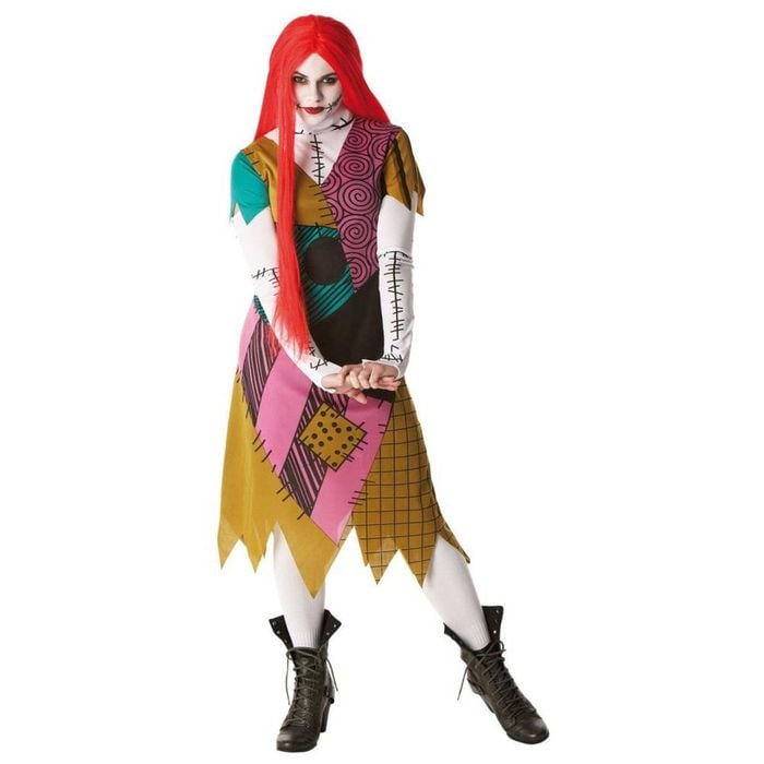 Disney The Nightmare Before Christmas Sally Halloween Costume with Dress, Wig and Glovelets - Multi Colour, Medium