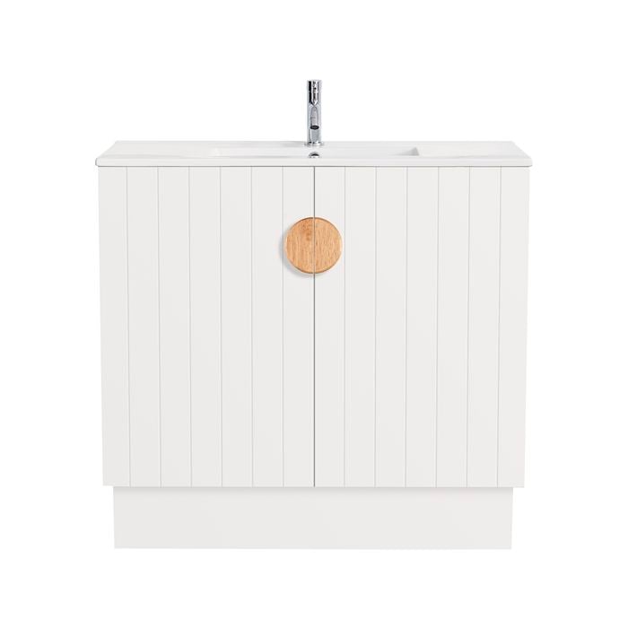 CIBO 900mm White Freshwater Full Height Vanity with Oak Handle