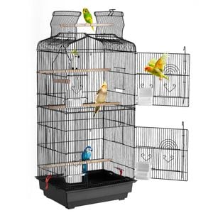 VEVOR Open Top Large Parrot Bird Cage Black with Swing and Perch for Pet Toy