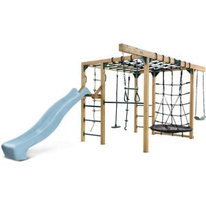 Lifespan Kids Orangutan Monkey Bars Jungle Gym Climbing Frame with 2.2m Pastel Blue Slide