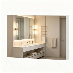Ufurniture 90 cm Bathroom Mirror Cabinet with 3 Door Vanity Medicine Wall Storage Cupboard Shaving Cabinets White