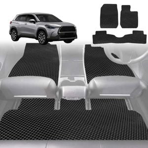 6D Diamond Car Floor Mats for Toyota Corolla Cross 2020-Current-Full Set-Black-Outback GT